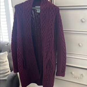 Cable Knit Burgundy Sweater